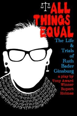 Cover art for a play about Ruth Bader Ginsburg's life and trials.