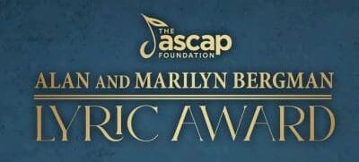 ASCAP Foundation and Marilyn Bergman Music Awards logo on blue background.