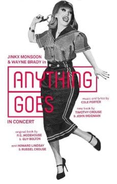 Promotional poster for "Anything Goes" concert featuring classic 1940s style design.