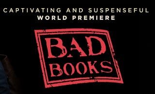 Promotional logo for the world premiere of 'Bad Books'.