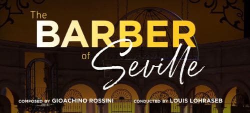 Poster for "Barber of Seville" opera by Rossini, conducted by Louis.