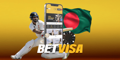 BetVisa sports betting app with cricket and Bangladesh flag.