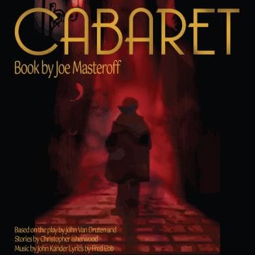Silhouetted figure on a red-lit street for Cabaret poster.