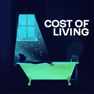 Illustration showing a bathtub with the words 'Cost of Living' above it.