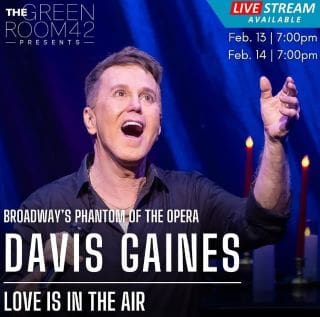 Davis Gaines performing in Broadway's Phantom of the Opera, promoting 'Love is in the Air'.