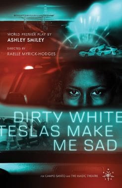 Documentary poster featuring Ashley Smiley on Tesla's impact and racial issues.