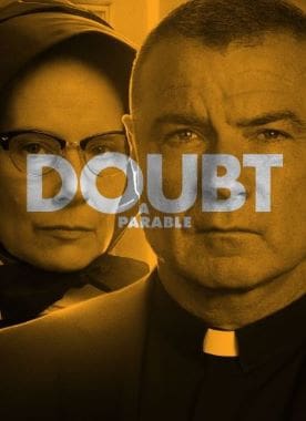 Promotional poster for the drama film 'Doubt' featuring two main characters.