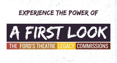 A promotional banner featuring the phrase 'FIRST LOOK' with theatrical theme elements.
