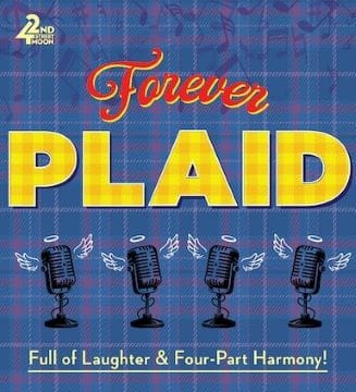 Album cover featuring four microphones against a blue plaid background.