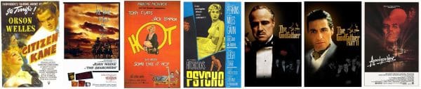 Three classic thriller movie posters side by side.