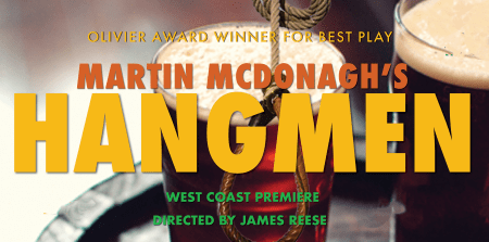 Poster for the play 'Hangmen' starring Martin McDonagh, directed by James Reese.