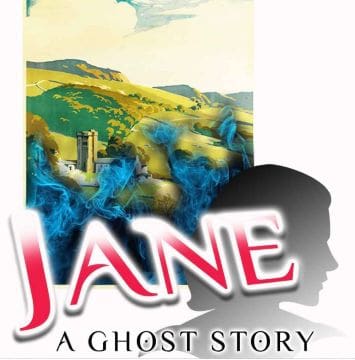 Cover art for 'Jane: A Ghost Story' with ghostly blue smoke and a silhouette.