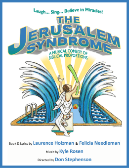 Cover art for the musical comedy 'The Jerusalem Syndrome' featuring a stylized biblical scene.