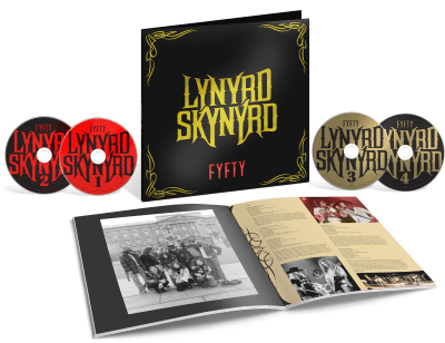 Lynyrd Skynyrd's 'Fifty' box set with memorabilia and booklet.