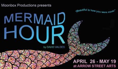 Colorful mermaid tail illustration promoting a theatrical show.
