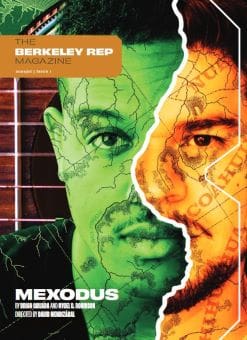 A man's face split between green and orange hues with circuit patterns.