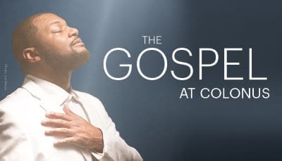Man passionately singing gospel music with hands on chest.