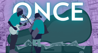 Person standing on a rooftop at sunset, overlooking a city with glowing lights.