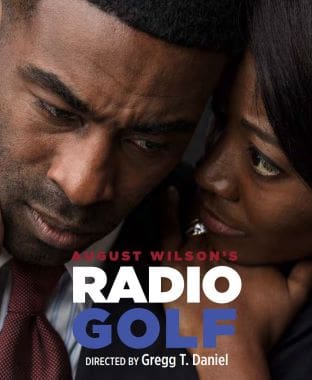 Close-up of two people sharing an emotional moment with 'Radio Golf' text overlay.