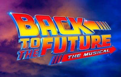 Logo of Back to the Future III: The Musical in bold, vibrant colors.