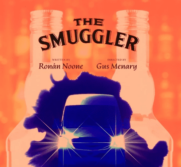 Vintage movie poster for "The Smuggler" featuring two characters and a car.