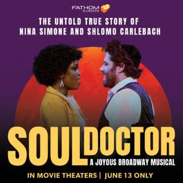 Poster of the musical 'Soul Doctor' featuring two characters facing each other.