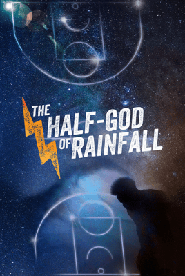 Title screen of "The Half-God of Rainfall" with a silhouette and lightning bolt.