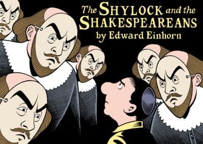 Illustration from 'The Shylock at Shakespeare' showing tense characters in dramatic confrontation.