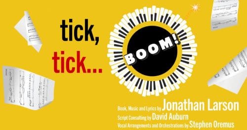 Promotional poster for a music piece titled 'Tick, Tick... BOOM!'