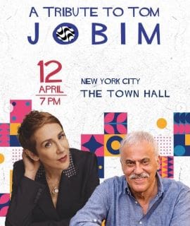 Promotional poster for a Jobim event in New York City on April 12.