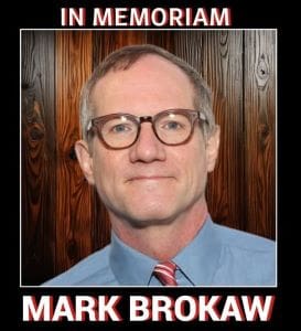 Portrait of Mark Brokaw with 'In Memoriam' text.