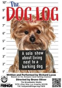 Poster for a solo show about living next to a barking dog.