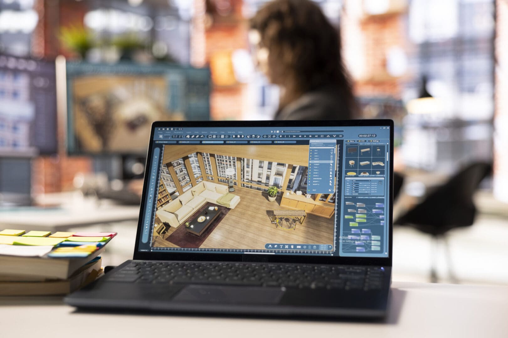 Architectural designer works on a digital home design project