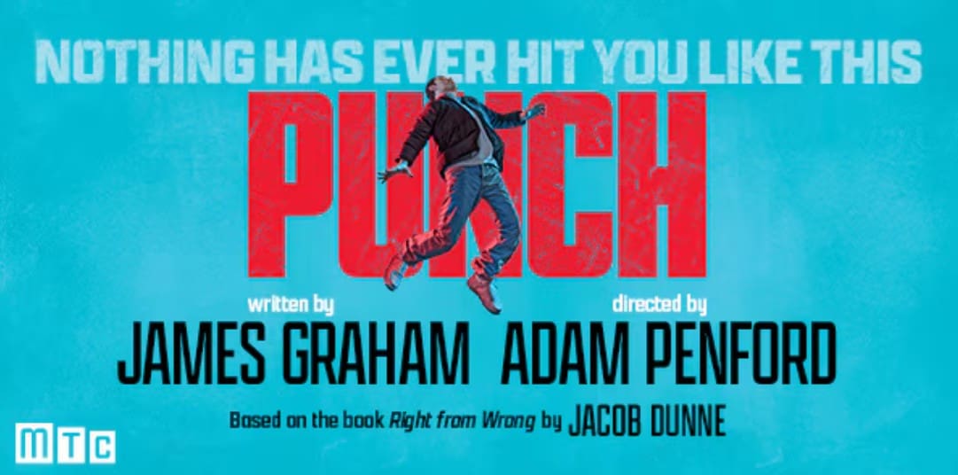 A man mid-punch with bold red text saying 'PUNCH'.