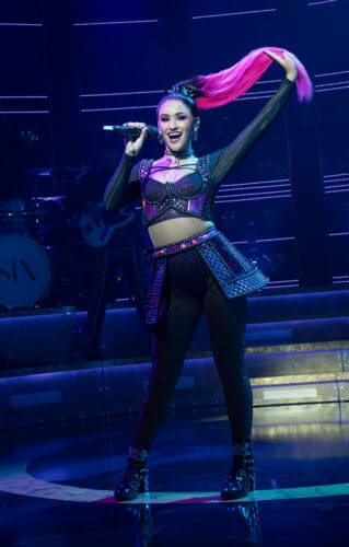 Alizé Cruz as Katherine Howard in The North American Tour of SIX (Boleyn Company)