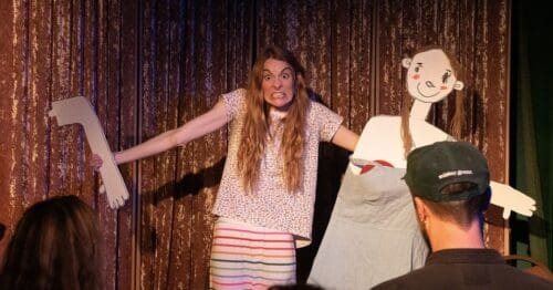 Rachel Troy in BABY, her award-winning solo clown show blending therapy, trauma, and physical comedy